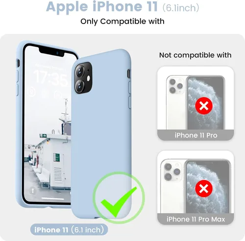 Vista 6 de Funda compatible con iPhone 11, silicona [forro de microfibra suave antiarañazos] [delgada a prueba de golpes] Funda mejorada para teléfono 11