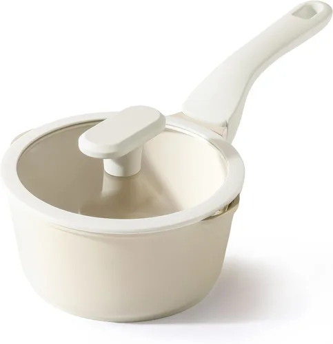 Vista 25 de PRICUSIS Cacerola antiadherente de cerámica con tapa, olla no tóxica de 1.3 cuartos de galón con boquillas de vertido, totalmente revestida, 100%