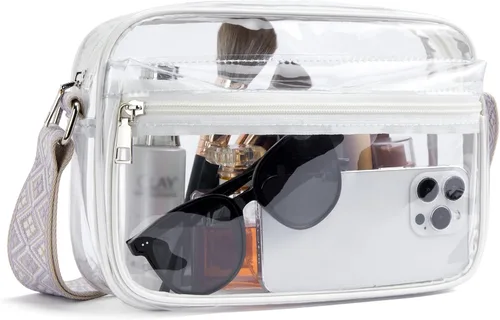 Vista 10 de BOSTANTEN Bolsa transparente para mujer, aprobada para estadios, bolsas transparentes pequeñas, bolso cruzado de moda para conciertos, eventos