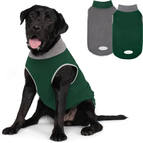 Vista 13 de cyeollo Paquete de 2 suéteres de forro polar para perro, chaleco cálido reflectante para perro, abrigo elástico para perro, chaqueta de invierno