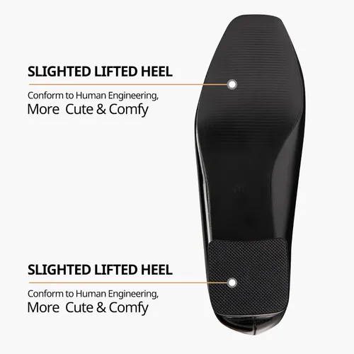 Vista 6 de Heel The World Zapatos de tacón bajo y grueso para mujer, zapatos de vestir de charol con punta cuadrada para fiesta, oficina