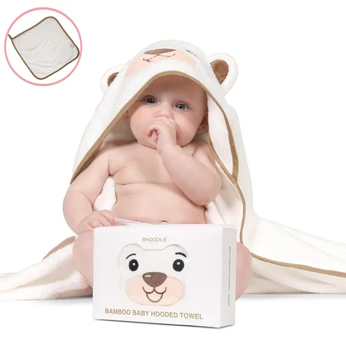 Vista 2 de Toalla de bebé con capucha de bambú de rayón manos libres, extra grande para niños y niñas, rayón orgánico de bambú, toalla suave para bebé, regalo