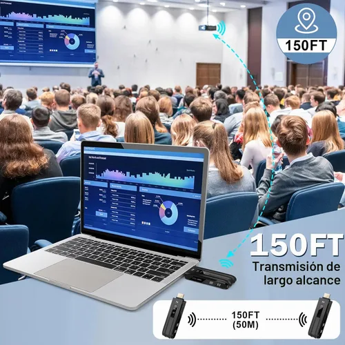 Vista 3 de Beyn - Transmisor y receptor HDMI inalámbrico, pantalla LED mejorada 2026, decodificación 4K y salida de 1080P, extensor HDMI inalámbrico Plug and