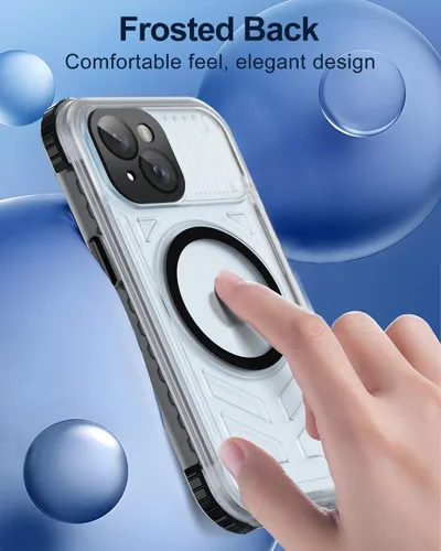 Vista 6 de Funda impermeable para iPhone 15 con Magsafe, protector de pantalla, cordón, IP68 militar de cuerpo completo a prueba de golpes, para deportes