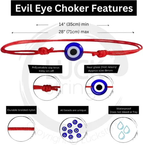Vista 31 de Lucky Evil Eye Bracelet, Choker & Anklet – Red and Black String Protection Talisman Minimalist Mal de Ojo Jewelry for Good Luck