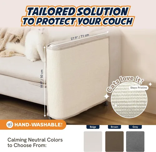 Vista 4 de Panther Armor Protector de sofá de sisal [Beige-Brazo izquierdo] protector de muebles de las garras de gato, rascador de esquina para sofá