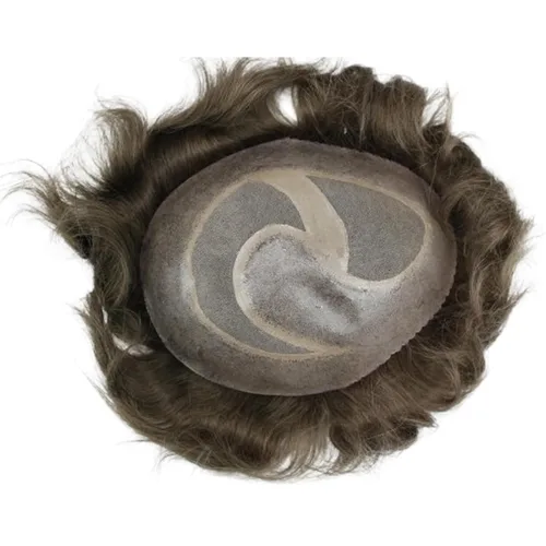 Vista 13 de Voloria Encaje francés de cabello humano real con piel fina PU para hombre Stock Toupee Hair Pieces #18