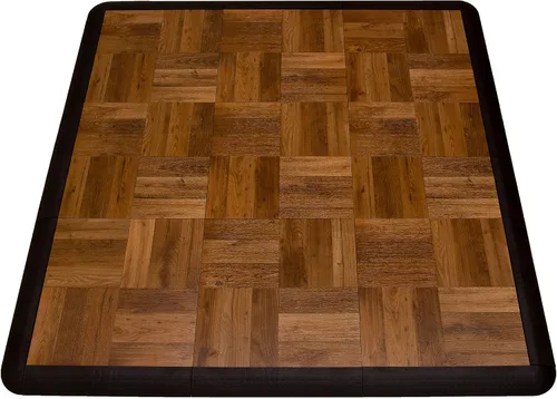 Vista 11 de Big Floors 3X3DKMAPLEFLOOR Kit de piso de baile modular entrelazado de plástico liviano (3' x 3'), roble oscuro, 21 piezas