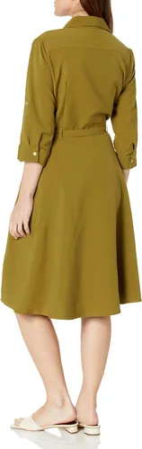 Vista 5 de Sharagano Vestido casual plisado con botones en la parte delantera para mujer