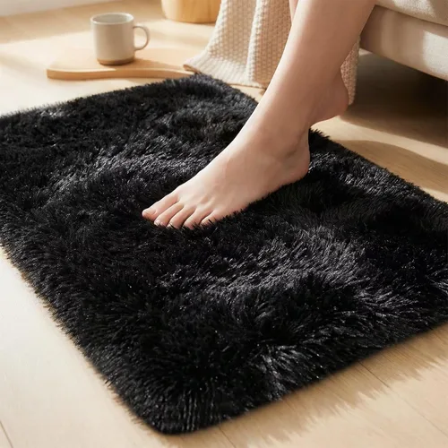 Vista 3 de junovo Alfombra de área lavable y antideslizante, alfombras de área pequeñas y esponjosas, alfombra peluda para sala de estar, alfombra suave