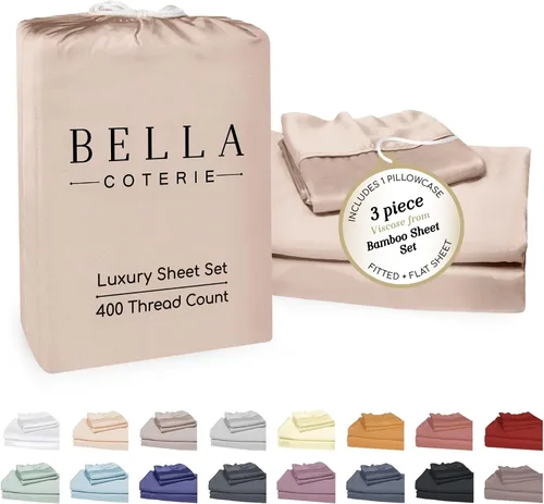 Vista 38 de Bella Coterie - Juego de sábanas tamaño individual, viscosa de bambú, de cultivo orgánico, ultrasuaves, refrescantes para calurosos, esquinas tipo