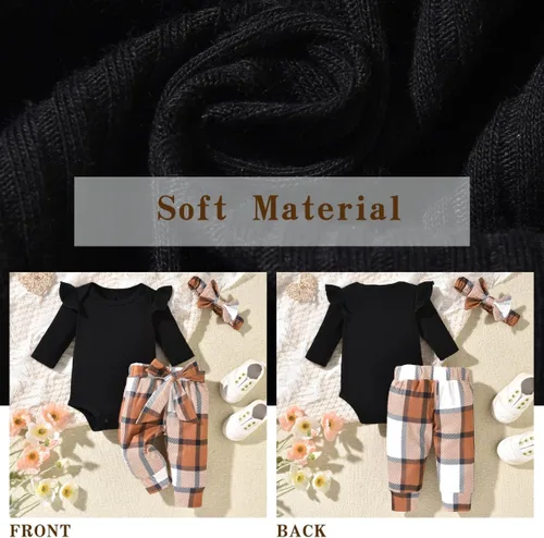 Vista 165 de Aalizzwell Conjunto de mameluco acanalado para bebé recién nacido prematuro para otoño e invierno