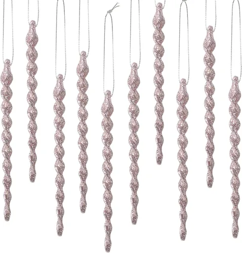 Vista 46 de 30 piezas de carámbanos de plástico trenzados para árbol de Navidad; adornos colgantes para árbol de Navidad, fiesta de Navidad, boda, fiesta