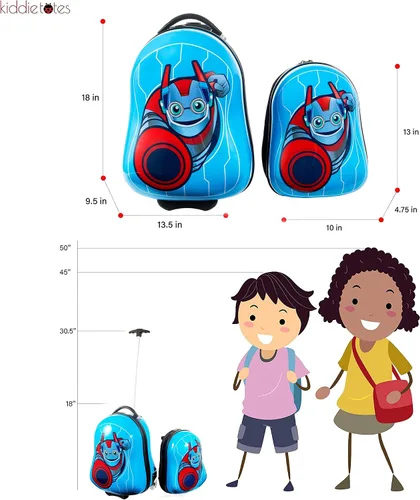 Vista 4 de KIDDIETOTES Conjuntos de equipaje y mochila, Azul, Robot
