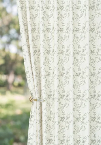 Vista 11 de Cortinas plisadas semitraslúcidas filtrantes de luz, de mezcla de lino de lujo, para sala de estar, dormitorio, comedor, casa rural estampada, juego