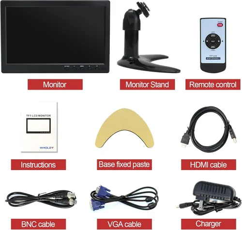 Vista 6 de Monitor de seguridad 10.1 "FHD CCTV Monitor de PC con VGA HDMI BNC AV entrada USB Altavoz incorporado 178 Gran angular para Raspberry Pi Game