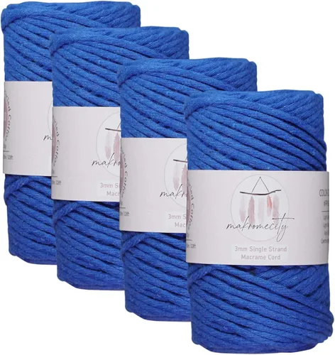 Vista 120 de Makromecity, Cordón de macramé de un solo hilo de 3 mm x 100 yardas (300 pies) de 3 mm de cordón de algodón azul bebé para arte y manualidades