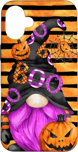 Vista 22 de iPhone 16 Halloween Gnome With Purple Beard Women Pumpkin Witchy Boo Case