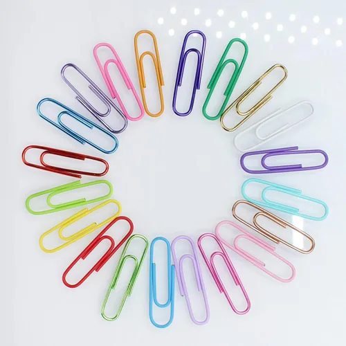 Vista 2 de 100 clips de papel con caja de plástico de clips de papel para papelería de oficina 1.299 in multicolor II