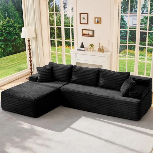 Vista 54 de Hobestluk - Sofá modular sin hueso, sofá seccional en forma de L 96" Right Facing Chaise Black,Memory Foam,Removable Cover,Non-slip Bottom,No