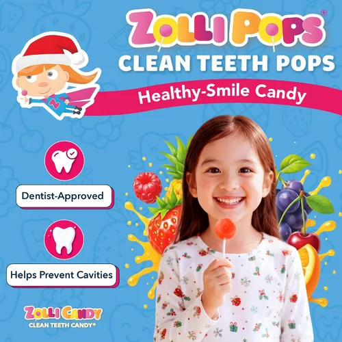 Vista 2 de Zollipops - Paquete variado navideño - Paletas Clean Teeth, 3.1 onzas