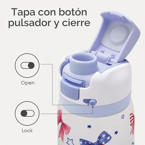 Vista 3 de Botella de agua de acero inoxidable con bandera estadounidense, aislada al vacío, tapa de botón, 32 onzas, regalos para patriota 4 de julio