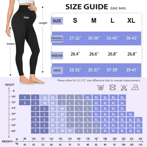 Vista 6 de GROTEEN Paquete de 3 leggings de maternidad para mujer, sobre el vientre, con bolsillos, súper suaves, para entrenamiento, embarazo, yoga