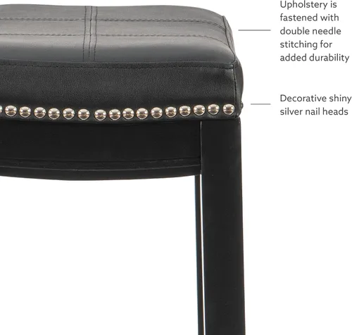Vista 18 de Linon Claridge Taburete de bar, de 32 pulgadas., Madera, Negro