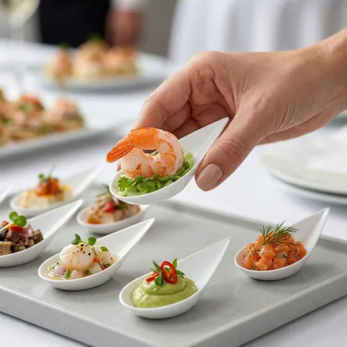 Vista 5 de Restaurantware Cucharas de lágrima de 4 x 2 pulgadas, 20 cucharas de aperitivo – Cucharas desechables de plástico blanco con sangría para bodas