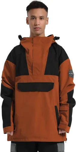 Vista 11 de GSOU SNOW Chaqueta de esquí para hombre, abrigo de nieve para snowboard, cálido, invierno, impermeable, con capucha