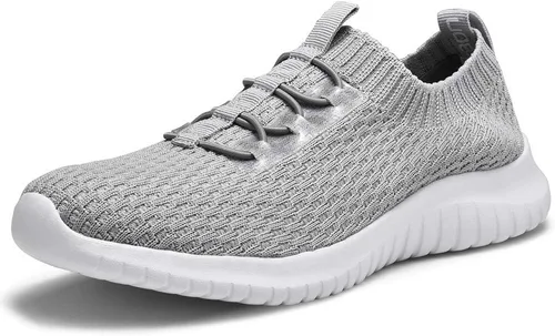 Vista 8 de TIOSEBON - Zapatos de caminar sin cordones para mujer, ligeros, casuales, para correr A/Todo Blanco
