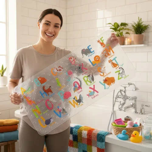Vista 8 de BEEHOMEE Tapetes de baño para bañera para niños, bebés y niños pequeños - Grandes tapetes antideslizantes de dibujos animados para baño, bañera