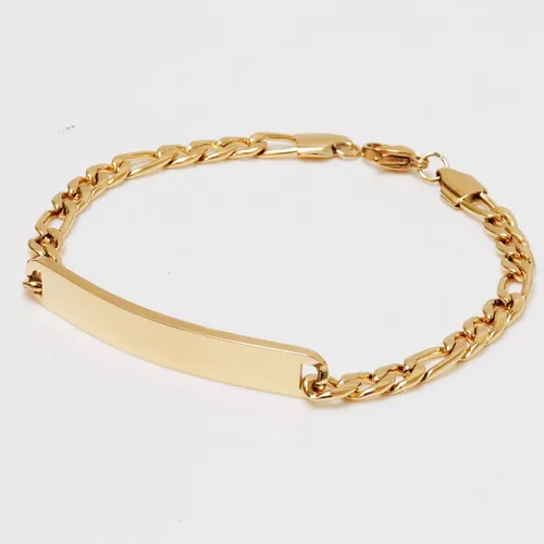 Vista 2 de Pulseras personalizadas chapadas en oro de 18 quilates para parejas, grabados personalizados, con nombre y identificación, juego a juego