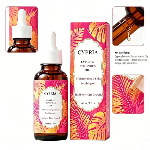 Vista 7 de Cypria Cyperus Rotundus Hair Growth Inhibitor Oil, Herbal Body Oils, Skin Smoothing & Moisturizing Oil, Lightweight Plant Based Oil for Arms, Legs