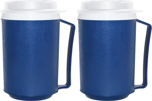 Vista 8 de Rehabilitation Advantage Taza azul aislada con tapa de snorkel blanca, sin