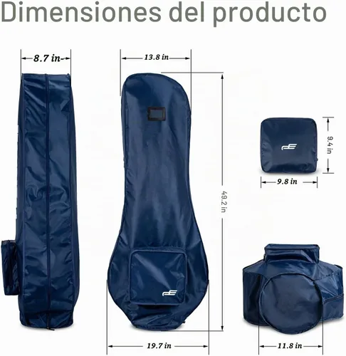 Vista 3 de Funda impermeable de PVC 300D para bolsa de golf, bolsa de golf, duradera, ligera y fácil de maniobrar Negro