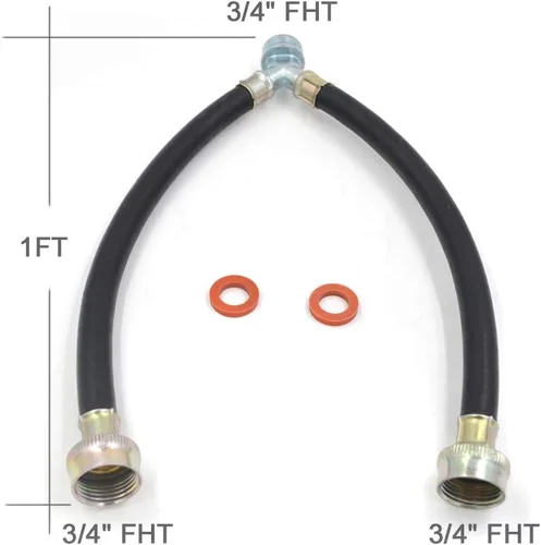 Vista 3 de TT FLEX Conector de manguera mezcladora en Y para lavadora de goma, accesorios de 3/4", longitud de 1 pie (12")