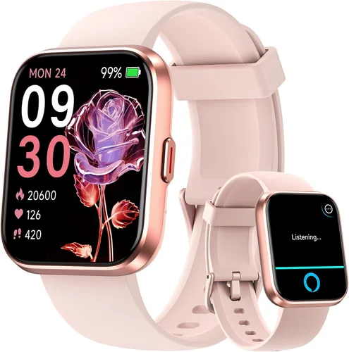Vista 10 de Reloj inteligente aeac para hombres y mujeres, con Alexa incorporada y llamada Bluetooth estable, con monitor de frecuencia cardíaca/SpO2/sueño, 100