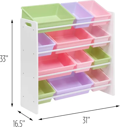 Vista 3 de Cajas para guardar y organizar juguetes de niños Honey-Can-Do SRT-01602., Madera Plástico, Pastel