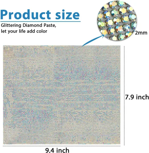 Vista 3 de Outus 12000 Piezas Lámina de Pedrería Brillante Calcomanía de Pedrería DIY para Decoración de Automóvil Calcomanía Autoadhesiva de Gemas de Cristal