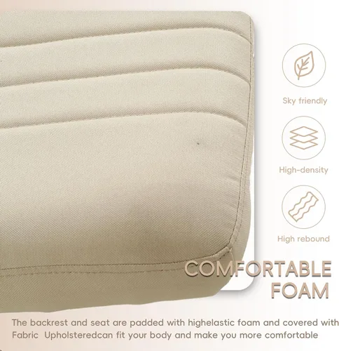 Vista 4 de Silla de patas cruzadas, silla de tocador sin brazos, cómoda silla de escritorio ancha para el hogar, tocador, dormitorio, oficina Beige