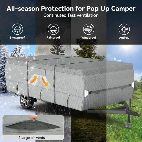 Vista 8 de 7 capas impermeables Pop Up Camper Tent Trailer Cover 8'-10