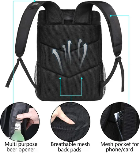 Vista 5 de FORICH - Mochila térmica suave, con aislamiento impermeable, a prueba de fugas, mochila portátil para trabajar y llevar almuerzo, para viajes, Y
