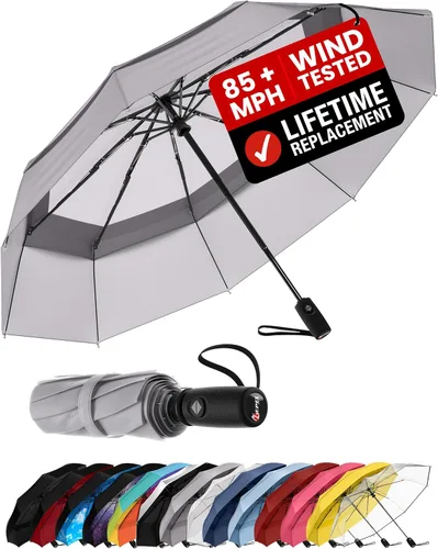 Vista 80 de REPEL Windproof Travel Umbrella - Compact & Withstands Winds up to 85MPH , Strongest Premium Auto Folding Umbrella for Rain and Sun - Durable, Light