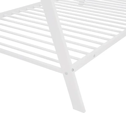 Vista 6 de SOFTSEA Cama triangular con listones, plataforma de cama de metal individual para niños (blanco)