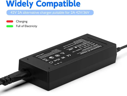 Vista 2 de Adaptador de corriente de 42V 2A para cargadores de scooter de lima, conector en línea de 3 clavijas para mod de bolsillo de 36V, batería de litio