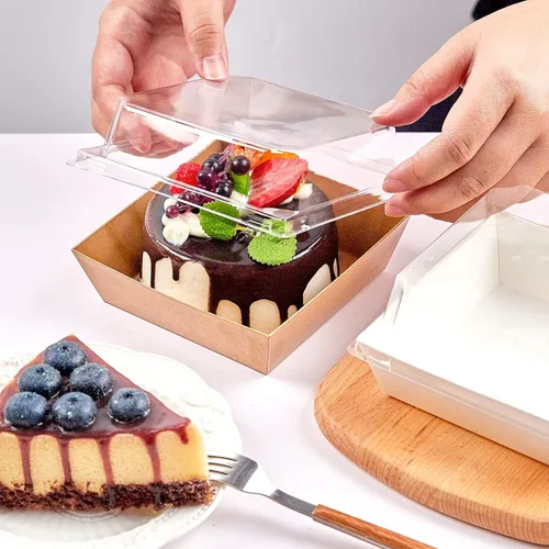 Vista 6 de Kucoele Paquete de 50 cajas pequeñas de embutidos de 4 pulgadas con tapas Marrón