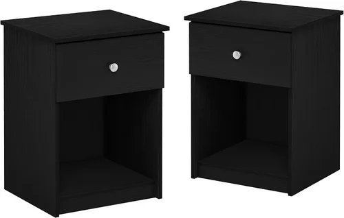 Vista 6 de Furinno Tidur - Mesita de noche, roble negro, americano, paquete de 2
