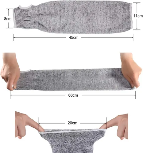 Vista 4 de Yosoo Mangas resistentes a cortes, protección de nivel 5, mangas protectoras de brazo resistentes a cortes con orificio para el pulgar, 1 par, 18