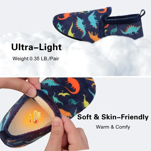 Vista 4 de Scurtain Pantuflas unisex para niños grandes, calcetines de lana artificial con suela de goma antideslizante para niños grandes, niñas y niños